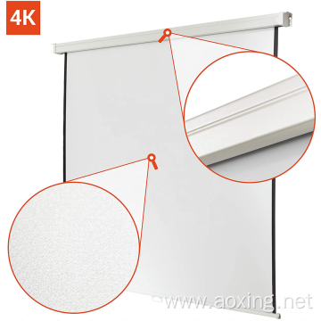 Wall mounted white fabric rollers manual projection screen